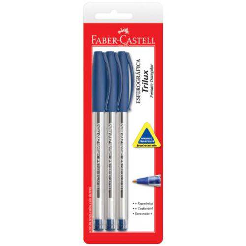 Caneta Esferográfica Trilux - SM/032 - Azul - com 3 Unidades - Faber-Castell