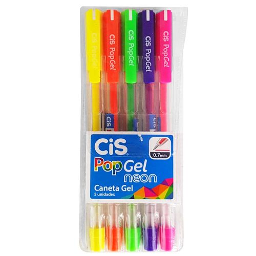 Caneta Gel 5 Cores Pop Gel Neon Cis 1029447