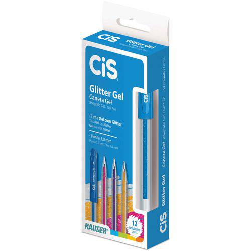 Caneta Gel Cis Glitter Gel Azul 1,0mm Sertic Cx.c/12