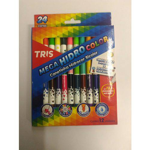 Caneta Hidrocor Tris Mega Bicolor Hidro 024 Cores 683744