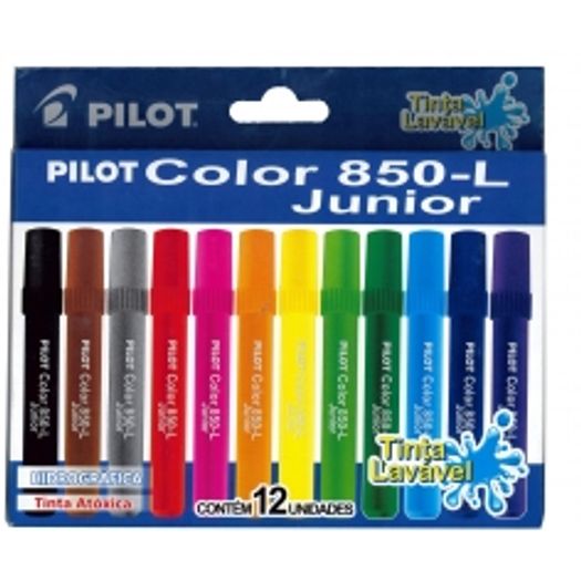 Caneta Hidrográfica 12 Cores Tinta Lavavel Color 850-L Junior Pilot