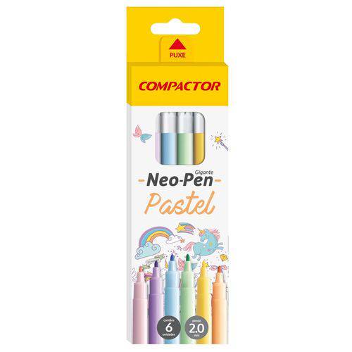 Caneta Hidrográfica 6 Cores Pastel Neo Pen Compactor