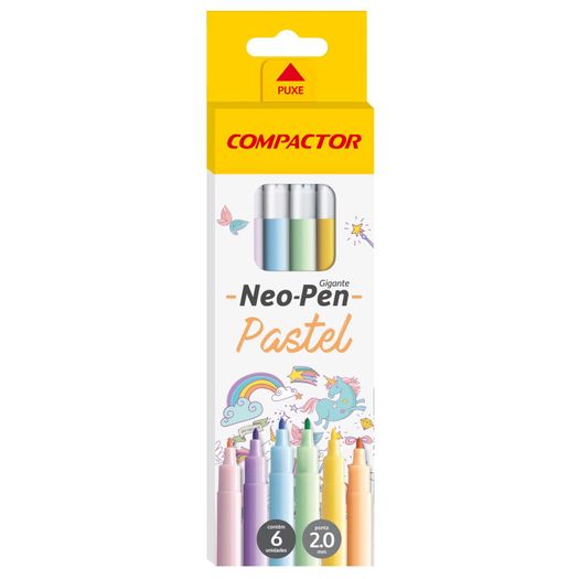 Caneta Hidrográfica 6 Cores Pastel Neo Pen Compactor