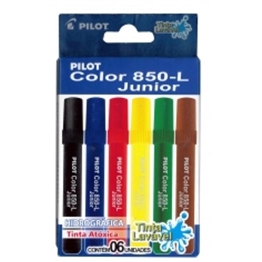 Caneta Hidrográfica 6 Cores Tinta Lavavel Color 850-L Junior Pilot