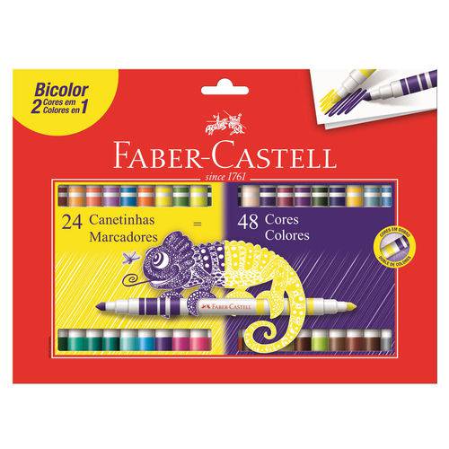 Caneta Hidrográfica Bicolor com 24 Unidades com 48 Cores Ref.150624 Faber-castell