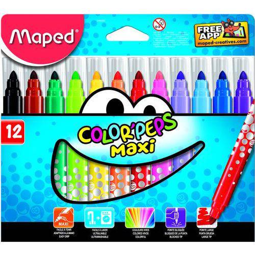 Caneta Hidrografica Color Peps - Maxi Color - Estojo com 12 Cores