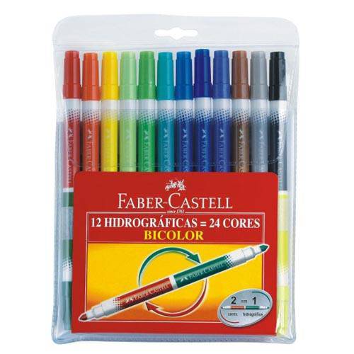 Caneta Hidrográfica Faber Castell Bicolor 24 Cores