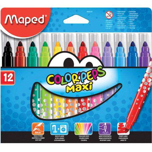 Caneta Hidrográfica Maped Color Peps Maxi 12 Cores Un