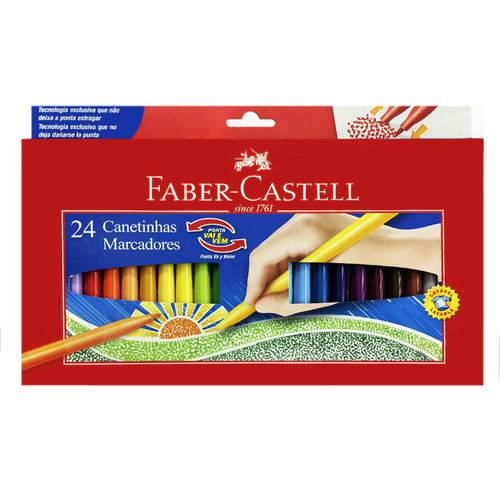 Caneta Hidrográfica Vai e Vem 24 Cores - Faber Castell