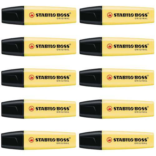 Caneta Marca Texto Stabilo Boss Pastel Amarelo Sertic 10 Unidades.
