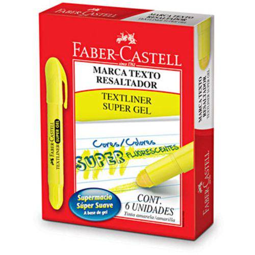 Caneta Marca Texto Textliner Super Gel Cx 6 Un. Faber Castell - Amarelo
