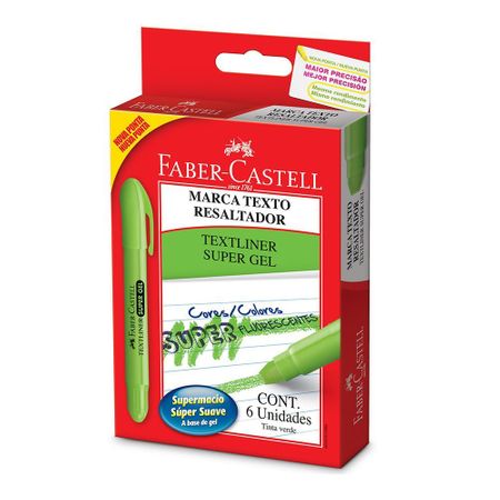 Caneta Marca Texto Textliner Super Gel Cx 6 Un. Faber Castell - Verde