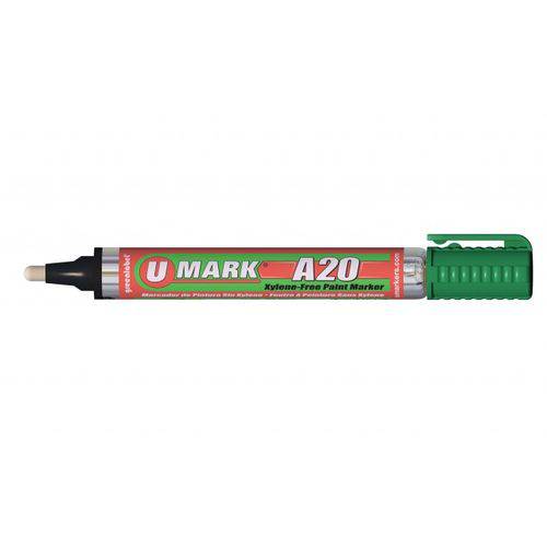 Caneta Marcador Industrial U-Mark A20 Paint Marker 10705 Válvula Ativa Ponta de Feltro Branca