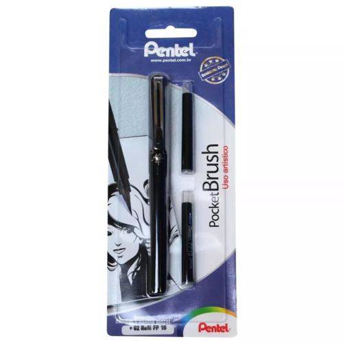 Caneta Pentel Pocket Brush + 2 Refis Fp10