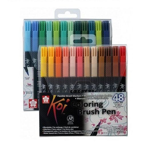 Caneta Pincel Koi Coloring Brush Pen 48 Cores Xbr-48 Miwa