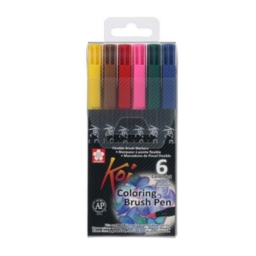 Caneta Pincel Koi Coloring Brush Pen 6 Cores Xbr-6b1 Miwa