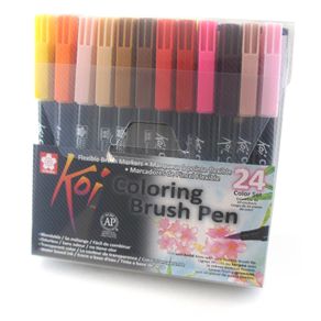 Caneta Pincel Koi Coloring Estojo com 24 Cores Sakura