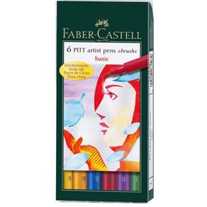 Caneta Pincel Pitt Estojo com 6 Tons Básico Ref.167103 Faber-Castell