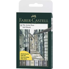 Caneta Pincel Pitt Soft Brush Estojo com 8 Unidades Faber-Castell