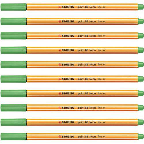 Caneta Stabilo 88/033 Point Verde Neon Sertic 10 Unidades.