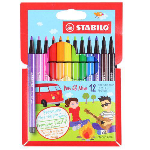 Caneta Stabilo Pen Mini 68/668-12 Estojo C/12 Cores