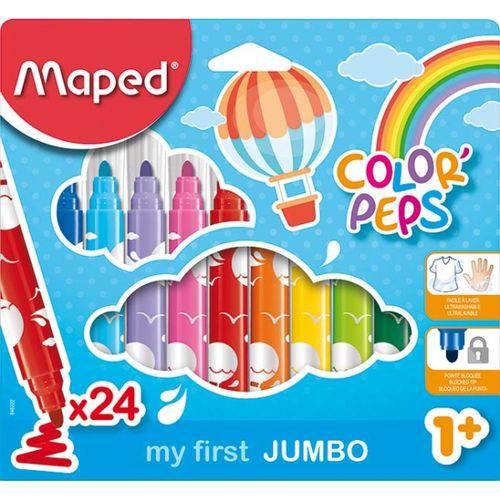 Canetas Hidrográficas Jumbo Color’ Peps 12 Cores Maped