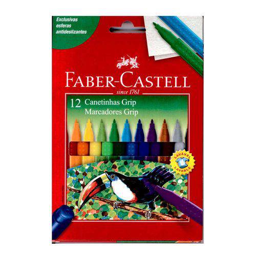 Canetinha Grip Lavável - Faber-Castell Estojo com 12 Cores Ref 150512