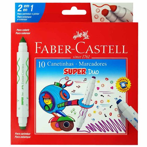 Canetinha Hidrográfica 10 Cores Super Duo Faber Castell 1027036