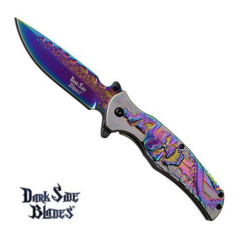 Canivete com Abertura Assistida Rainbow com Caveira Master Cutlery