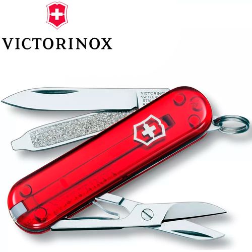 Canivete Inox Multifunção Classic SD Vermelho Translucido 7 Funções - Victorinox
