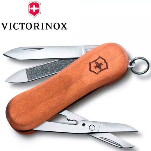 Canivete Inox Multifunção Evowood Cabo Madeira 5 Funções - Victorinox