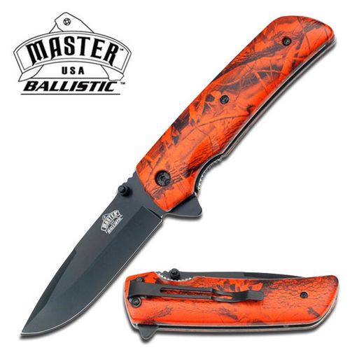 Canivete Master Usa com Abertura Assistida Talas em Fibra de Nylon Orange Camo Master Cutlery