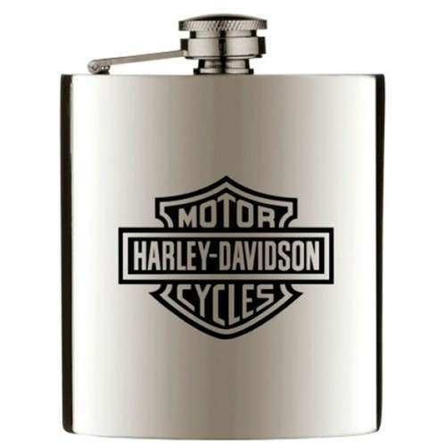 Cantil Porta Bebidas de Bolso Harley Davidson Prateado 210 Ml