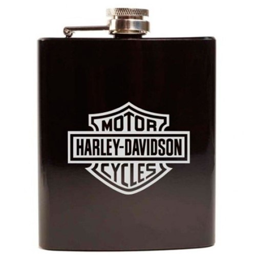 Cantil Porta Bebidas de Bolso Harley Davidson Preto 180ml