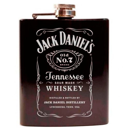 Cantil Porta Bebidas de Bolso Jack Daniels Preto 240ml