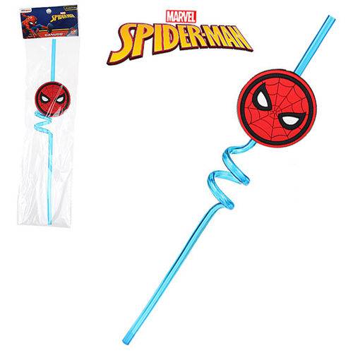 Canudo de Plastico Espiral Infantil Homem Aranha Spider Man 26 5cm na Solapa