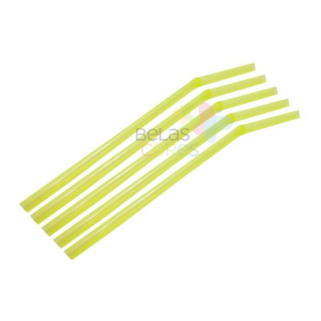 Canudo Flexível Neon Amarelo - 50 Unidades
