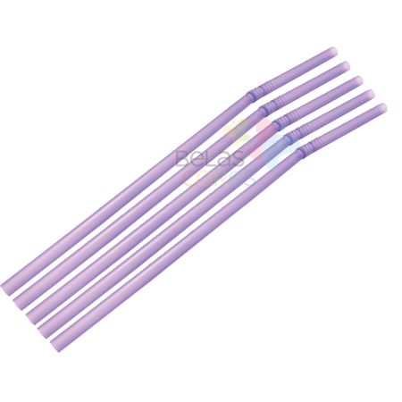 Canudo Flexível Neon Lilás - 50 Unidades