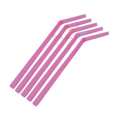 Canudo Flexível Neon Rosa - 50 Unidades