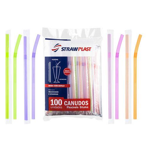 Canudo Flexível Shake C/100 - Strawplast