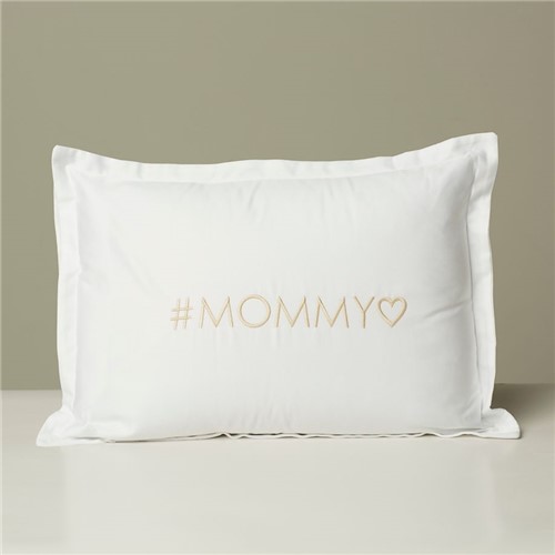Capa Almofada #mommy - Branco-bege - 30x40