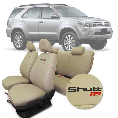 Capa Banco Shutt Rs Toyota SW4 2005 a 2015 5 Lugares em Couro Ecológico Bege com Textura Perfurada