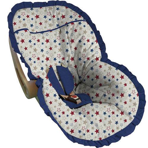 Capa Bebe Conforto Estrelas Vermelha e Azul - Soninho de Bebê