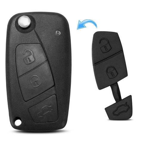 Capa Botão Chave Canivete Fiat Palio Stilo Idea Punto Preto 3 Botões Keypad para Reposição Borracha