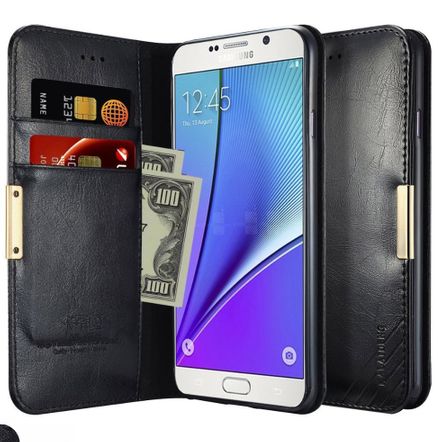 Capa Carteira Kalaideng Royale em Couro Legitimo para Samsung Galaxy Note 8-Preta