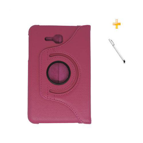 Capa Case Samsung Galaxy Tab 3 Lite- 7´ T110 Giratória 360º / Caneta Touch (Rosa)