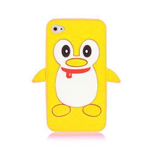 Capa Case para IPhone 4/4S Silicone Pinguim Amarelo