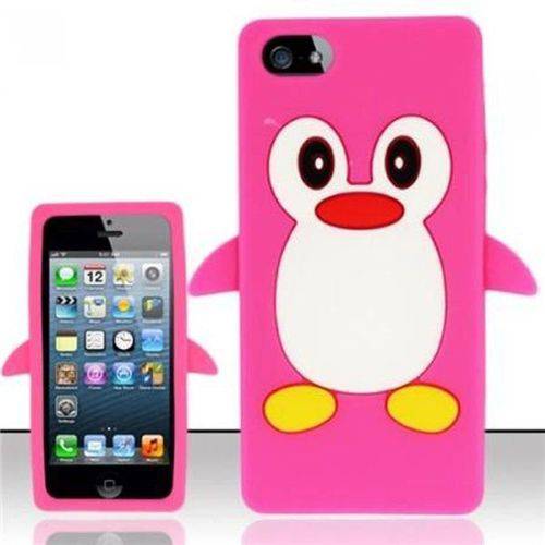 Capa Case para IPhone 4/4S Silicone Pinguim Pink