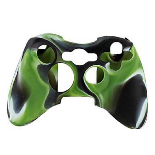 Capa Case Protetora de Silicone Gel para Controle Xbox 360 Camuflada Verde Preto e Branco Feir Fr-314m