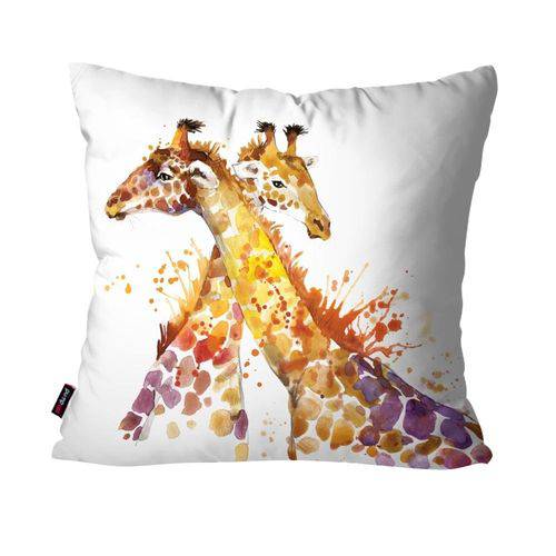 Capa de Almofada Decorativa Avulsa Branco Casal Girafas